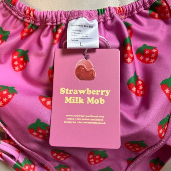 NWT Strawberry Milk Mob Fragola Bikini Top XXL Bottoms L - Picture 10 of 14